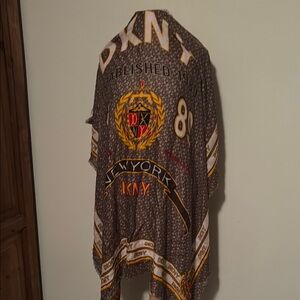 DKNY Graphic Scarf Brown and Yellow Accents